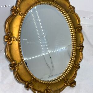Vintage 1943 Syroco Framed Oval Mirror Vanity Mid Century Easel Back Made USA
